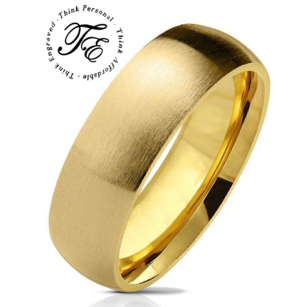Men's Matte Gold Wedding Ring Band - Gold Wedding Ring For Him